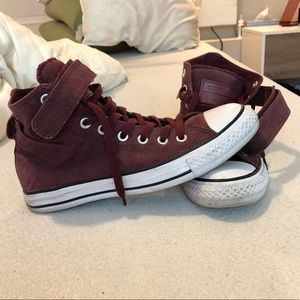 Converse All Stars Maroon High Tops with strap